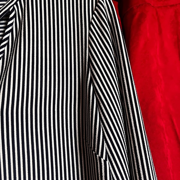 Adrianna Papell navy blue white bow tie blouse - Picture 5 of 8